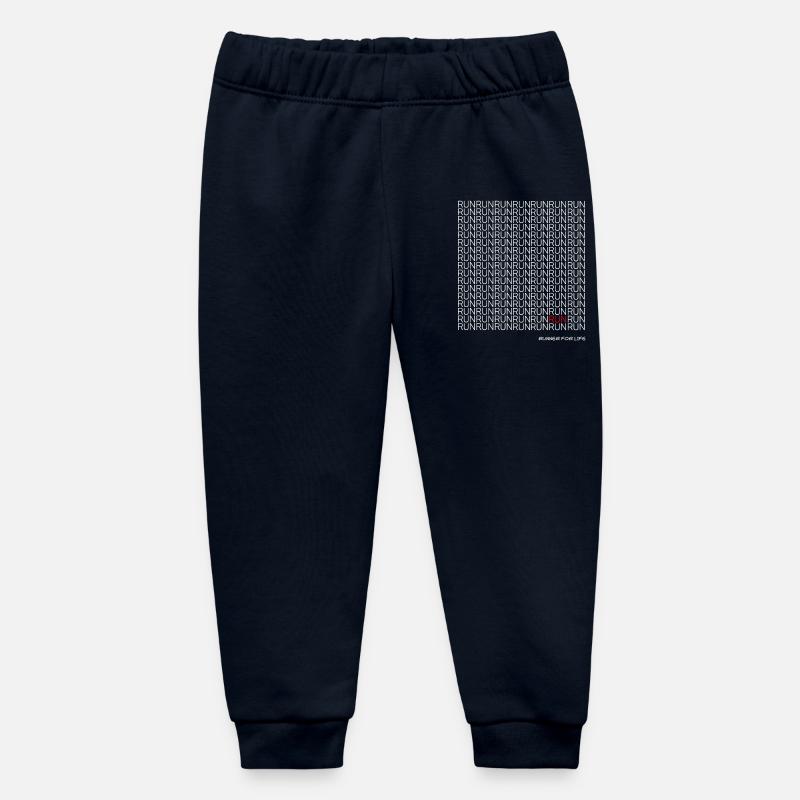 Run Run Run pattern with red accent - Baby Organic Sweatpants by Stanley/Stella - navy