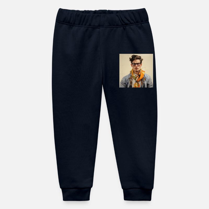 Portrait Vintage Chic avec Écharpe - Pantalon de jogging bébé bio Stanley/Stella - marine