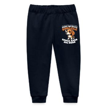 SMALL BARK, BIG HORN - RHINO AND BEAGLE - RHIGGLE - Baby Organic Sweatpants by Stanley/Stella - navy - Front