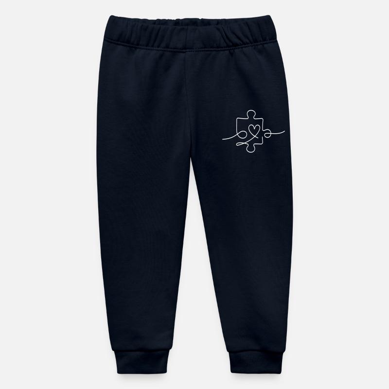 Ligne de puzzle avec coeur - Pantalon de jogging bébé bio Stanley/Stella - marine