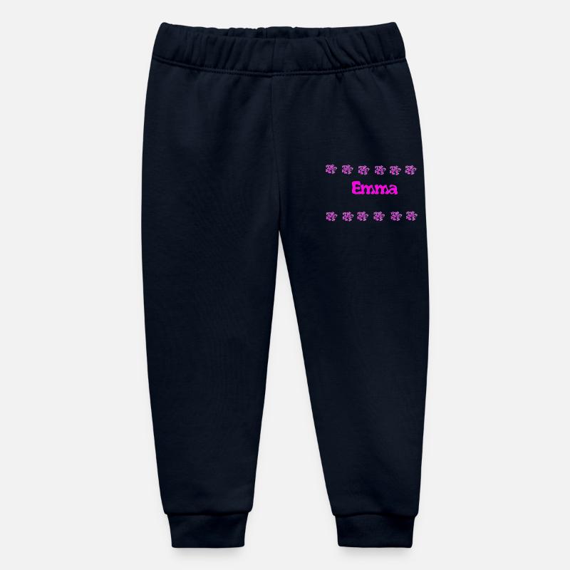 Emma bubble florale rose - Pantalon de jogging bébé bio Stanley/Stella - marine