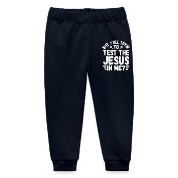 Warum versucht ihr alle, den Jesus in mir zu testen? - Baby Organic Jogginghose Baby Tumbler von Stanley/Stella - Navy - Vorne