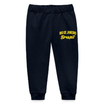 Rio de Janeiro Brésil Lettrage jaune - Pantalon de jogging bébé bio Stanley/Stella - marine - Devant