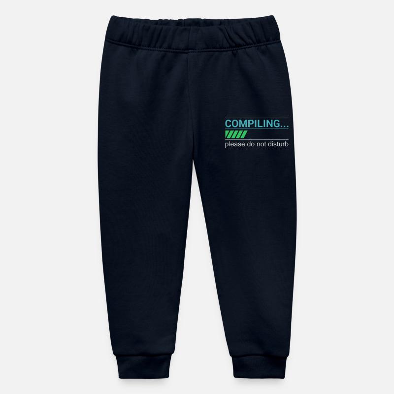 Funny Programmer T-Shirt - Compiling Please - Baby Organic Sweatpants by Stanley/Stella - navy