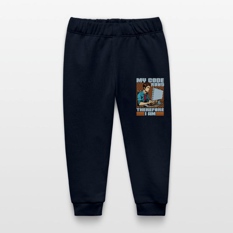 Coder My Code Runs Therefore I Am Web Developer Baby Organic Sweatpants by Stanley/Stella