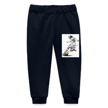 Dynamic Black And White Soccer Player Fussballer - Baby Organic Sweatpants by Stanley/Stella - navy - Front