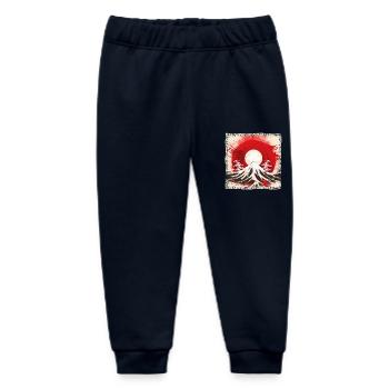 Kyoto Mountains: Flag, Volcano and Blood Moon - Baby Organic Sweatpants by Stanley/Stella - navy - Front