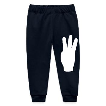 three finger greeting freedom - Baby Organic Sweatpants by Stanley/Stella - navy - Front