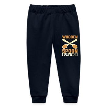 Wooden Spoon Survivor Funny Retro Design - Baby Organic Sweatpants by Stanley/Stella - navy - Front
