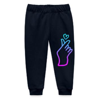 Kpop Hand Sign Heart - Baby Organic Sweatpants by Stanley/Stella - navy - Front