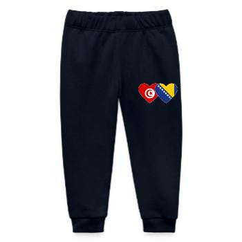 Tunisie Bosnie Drapeau Coeur - Pantalon de jogging bébé bio Stanley/Stella - marine - Devant