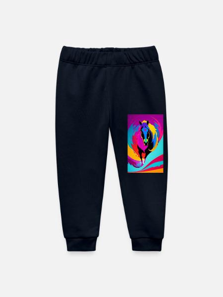 Horse | Horse Riding | Animal | Mount | Colorful - Baby Organic Sweatpants by Stanley/Stella - navy