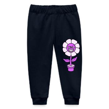 Flower Peep Nasty Mean Cool Grin Naughty Face - Baby Organic Sweatpants by Stanley/Stella - navy - Front