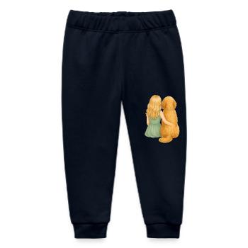 Kleines blondes Mädchen mit Golden Retriever - Baby Organic Jogginghose Baby Tumbler von Stanley/Stella - Navy - Vorne