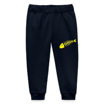 yellow fish comic fish - Baby Organic Sweatpants by Stanley/Stella - navy - Front