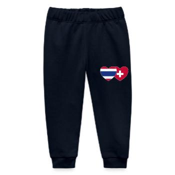 Thailand Switzerland Flag Heart - Baby Organic Sweatpants by Stanley/Stella - navy - Front