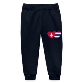 Switzerland Thailand Flag Heart - Baby Organic Sweatpants by Stanley/Stella - navy - Front