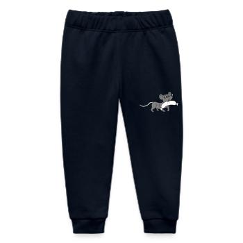 Mouse big sausage eating hunger sausage grilling - Baby Organic Sweatpants by Stanley/Stella - navy - Front