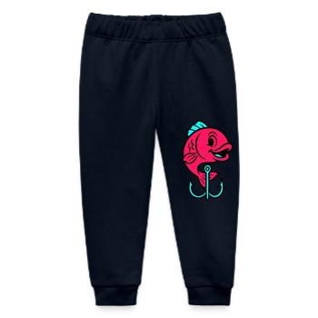 Fish Fish Hook Comic - Baby Organic Sweatpants by Stanley/Stella - navy - Front