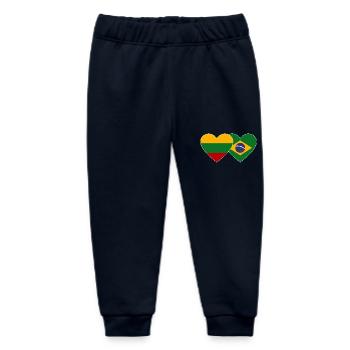 Lithuania Brazil Flag Heart - Baby Organic Sweatpants by Stanley/Stella - navy - Front