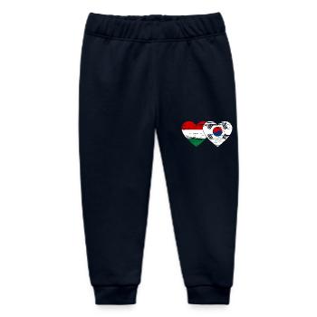 Hongrie Corée du Sud Drapeau Coeur Utilisé - Pantalon de jogging bébé bio Stanley/Stella - marine - Devant