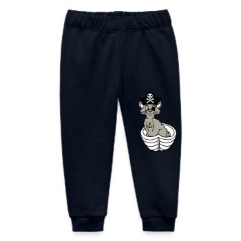 Pirat Katze Seeräuber Augenklappe Hut Ruderboot - Baby Organic Jogginghose Baby Tumbler von Stanley/Stella - Navy - Vorne