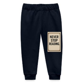 Never stop reading - Baby Organic Sweatpants by Stanley/Stella - navy - Front