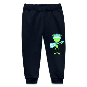 Cool Party Monster Alien Plays Guitar Music - Baby Organic Sweatpants by Stanley/Stella - navy - Front