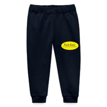 Nett hier, aber waren Sie schon mal in Lauterach? - Baby Organic Jogginghose Baby Tumbler von Stanley/Stella - Navy - Vorne