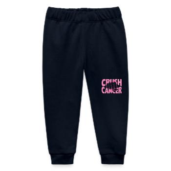 Smash cancer with fist pink ribbon - Baby Organic Sweatpants by Stanley/Stella - navy - Front
