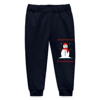 Snowman Winter Christmas - Baby Organic Sweatpants by Stanley/Stella - navy - Front