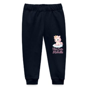 Trop mignon pour être manipulé - Bébé licorne avec nuage - Pantalon de jogging bébé bio Stanley/Stella - marine - Devant