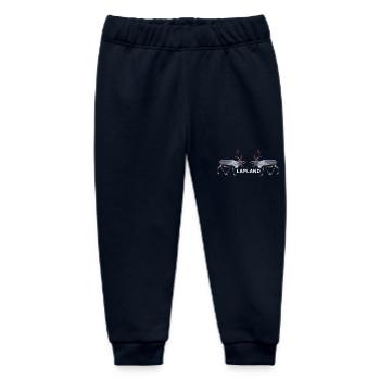 Lapland reindeer pair with text motifs - Baby Organic Sweatpants by Stanley/Stella - navy - Front