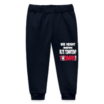 A funny saying with Thomas - Baby Organic Sweatpants by Stanley/Stella - navy - Front