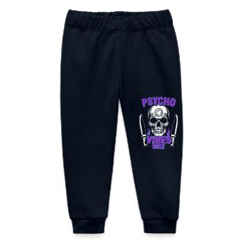 Psycho Vibes Only Skull Design Bold Purple & Black - Baby Organic Sweatpants by Stanley/Stella - navy - Front