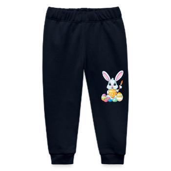 Easter bunny with Easter eggs - Baby Organic Sweatpants by Stanley/Stella - navy - Front