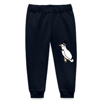 Sir Bird Top Hat Monocle Glasses Rich Mr. - Baby Organic Sweatpants by Stanley/Stella - navy - Front
