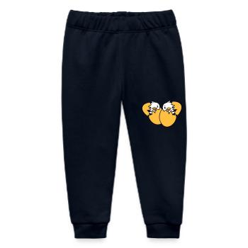 2 Birds Two Chicks Egg Hatch Born Eggshell - Baby Organic Sweatpants by Stanley/Stella - navy - Front