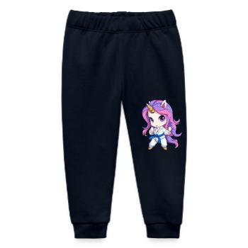 Unicorn Martial Arts Fighter, Cute Chibi Style Art - Baby Organic Sweatpants by Stanley/Stella - navy - Front