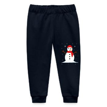 Snowman Winter Christmas - Baby Organic Sweatpants by Stanley/Stella - navy - Front