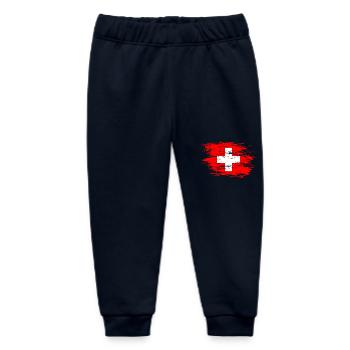 Switzerland flag used - Baby Organic Sweatpants by Stanley/Stella - navy - Front