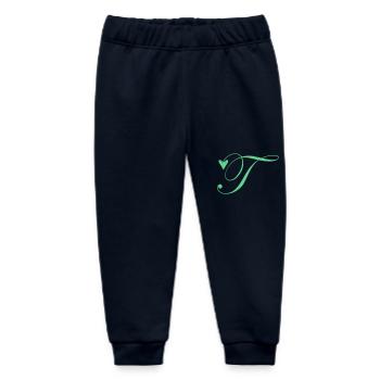 Monogram T Heart Vine - Baby Organic Sweatpants by Stanley/Stella - navy - Front