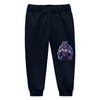 Fierce Muscular Werewolf Illustration Art - Baby Organic Sweatpants by Stanley/Stella - navy - Front