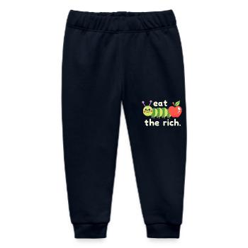 Hungry Worm - Kawaii Caterpillar - Baby Organic Sweatpants by Stanley/Stella - navy - Front