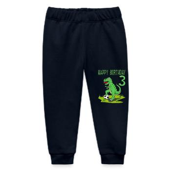 Dinosaur Rex Football 3 Happy Birthday Green - Baby Organic Sweatpants by Stanley/Stella - navy - Front