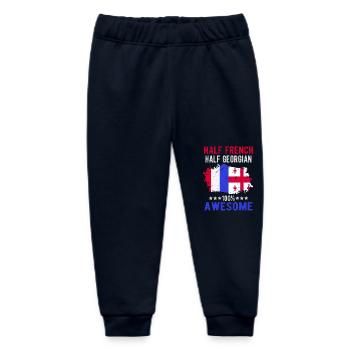 Half French Half Georgian - Baby Organic Sweatpants by Stanley/Stella - navy - Front