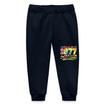 Made In 1977 And I Am Awesome Tie Dye Colorful - Baby Organic Sweatpants by Stanley/Stella - navy - Front