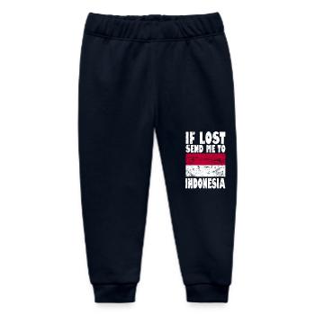 Indonesia Flag Saying - Baby Organic Sweatpants by Stanley/Stella - navy - Front