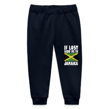 Jamaica Flag Saying - Baby Organic Sweatpants by Stanley/Stella - navy - Front