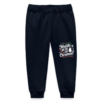 Penguin Christmas Waddle We Do For Christmas - Baby Organic Sweatpants by Stanley/Stella - navy - Front